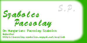 szabolcs pacsolay business card